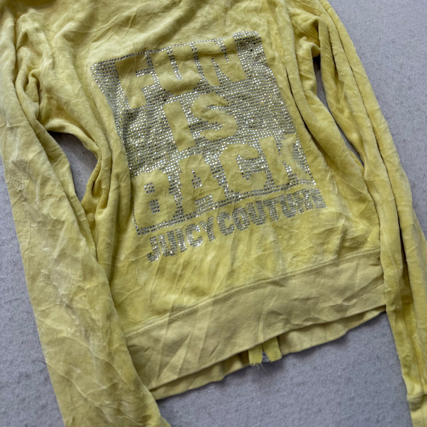 Juicy Couture Fun is back Women's Yellow Velour Track Jacket Rhinestone Size M