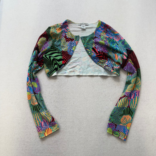 Alberto Makali St. John Multicolor Abstract Sequin Cropped Bolero Shrug XL