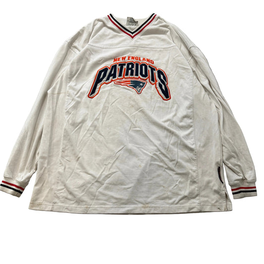 Vintage Lee Sport New England Patriots Jersey Men's White V-Neck Logo Size 2XL
