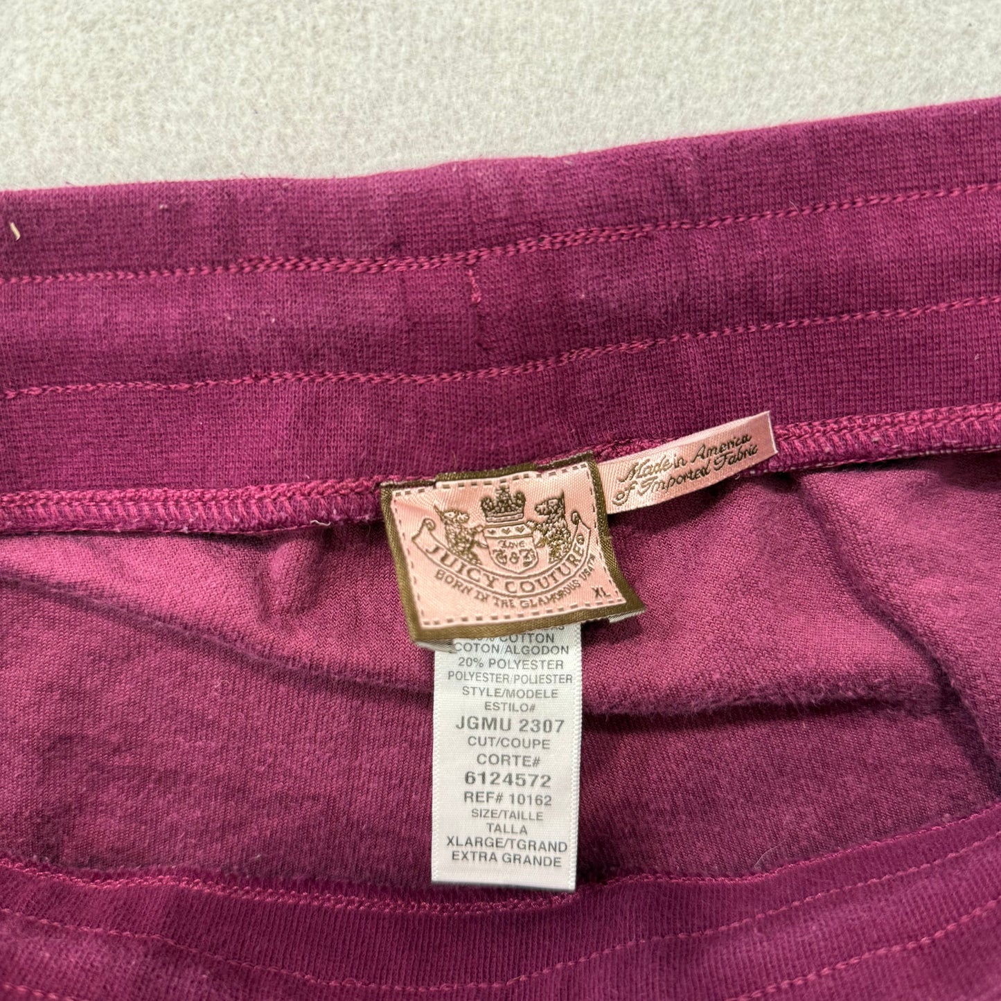 Juicy Couture Womens Plum Velour Flared Track Pant Drawstring Loungewear Size XL