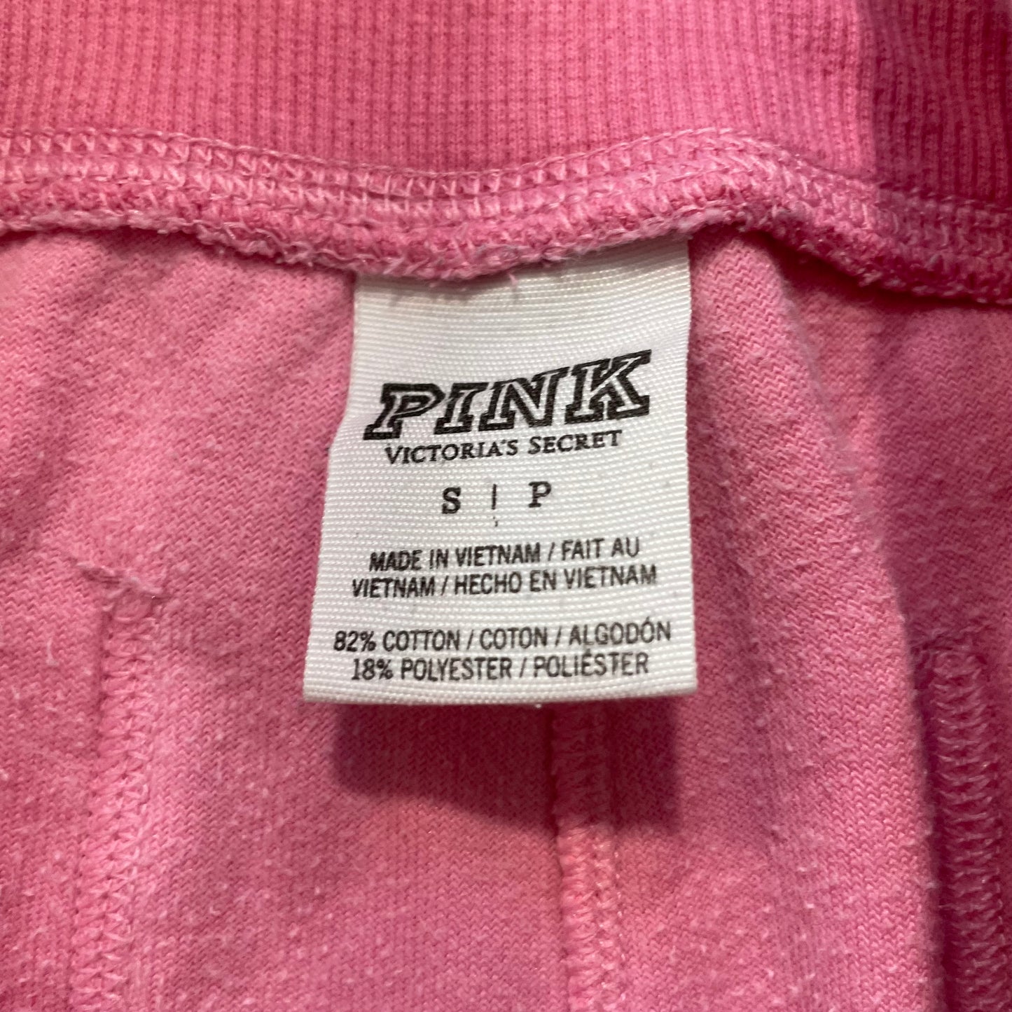Victoria's Secret PINK Womens Pink Velour Flared Track Pants Sequin Logo Size S