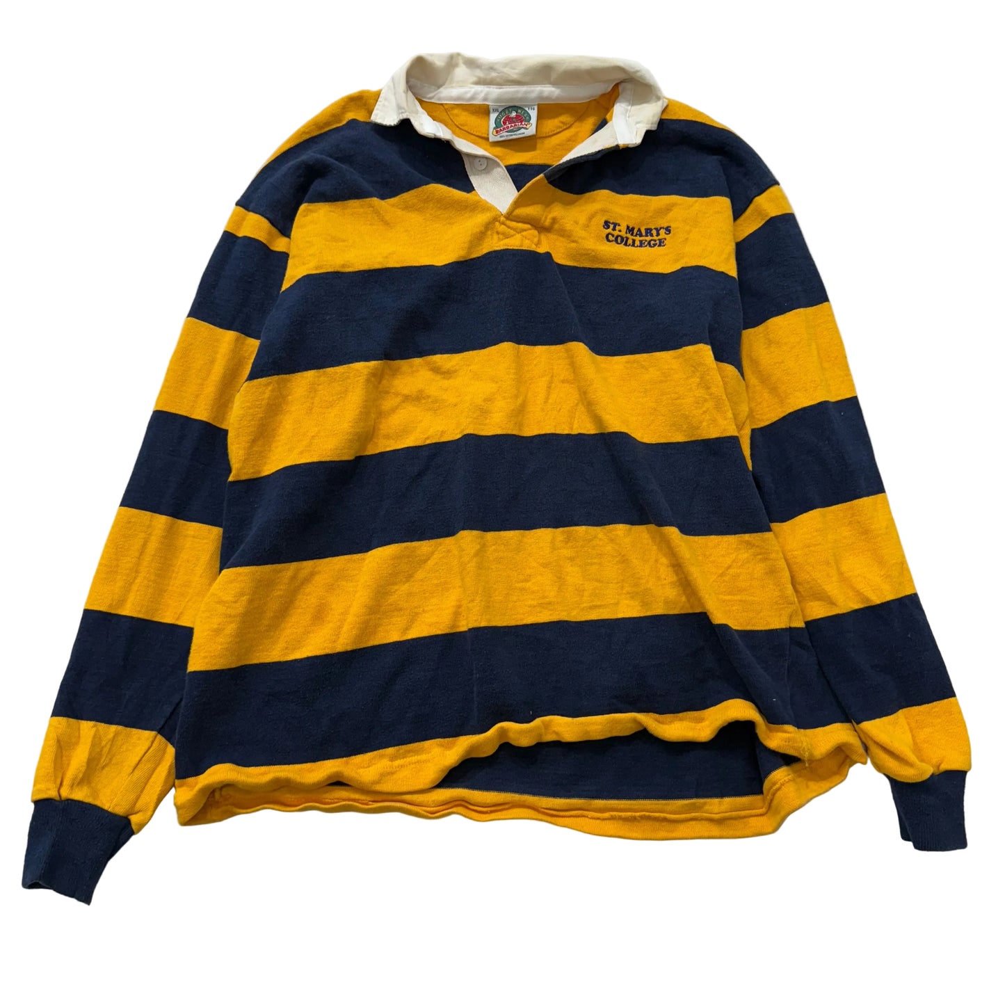 Barbarian Rugby Wear St. Mary’s College Navy & Yellow Striped Rugby Shirt Size XXL