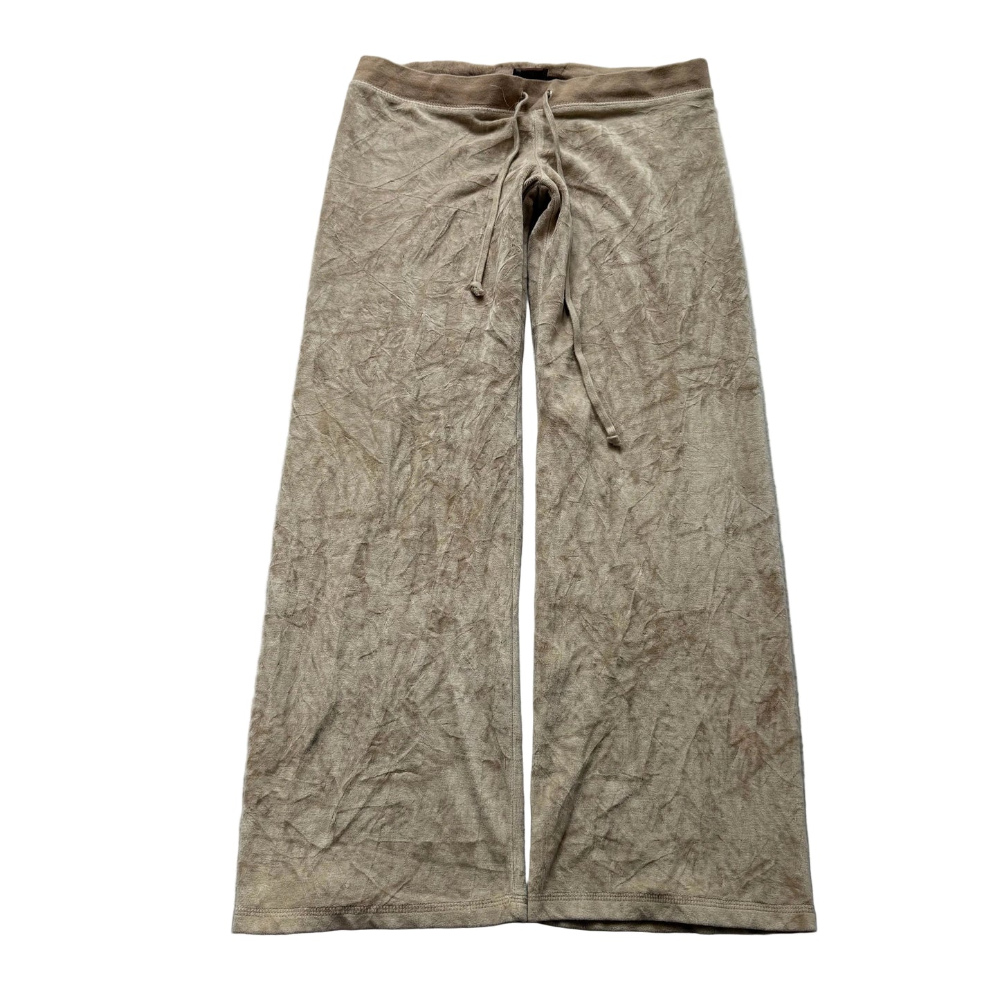 Juicy Couture Women's Khaki Velour Wide Leg Flare Track Pants Loungewear Size M