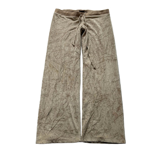 Juicy Couture Women's Khaki Velour Wide Leg Flare Track Pants Loungewear Size M