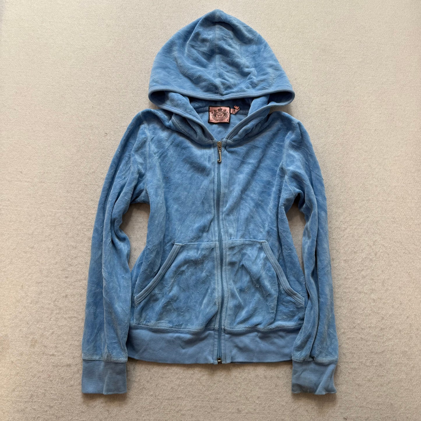 Juicy Couture “Cupcake Couture” Womens Cornflower Blue Zip Up Hoodie Logo Size S