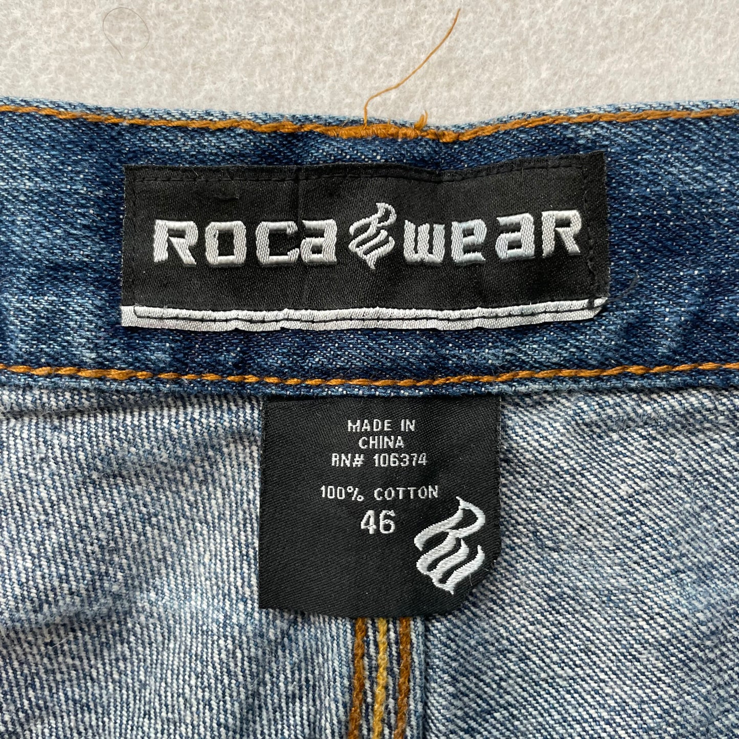 Rocawear Men's Blue Denim Wide Leg Baggy Jeans Y2K Streetwear Loose Fit Size 46