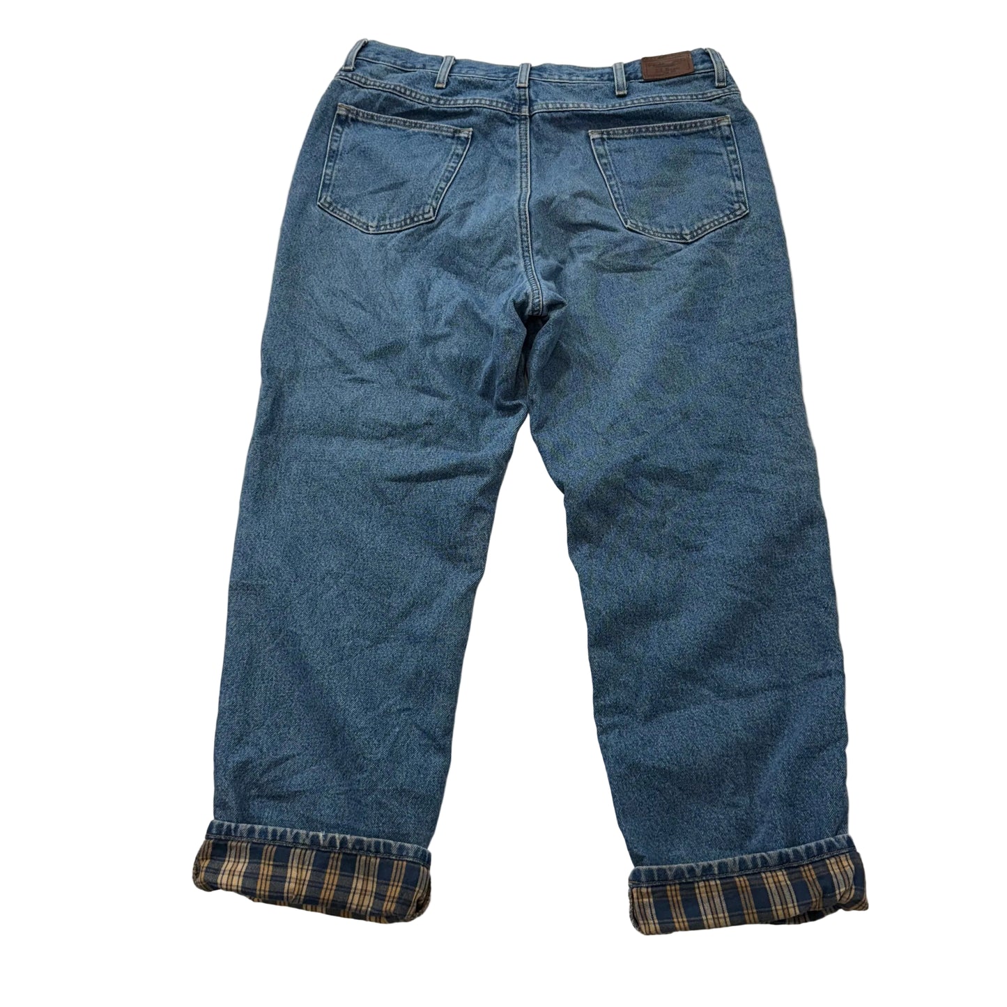 L.L. Bean Blue Denim Flannel Lined Jeans Natural Fit Made in Mexico Size 36x30