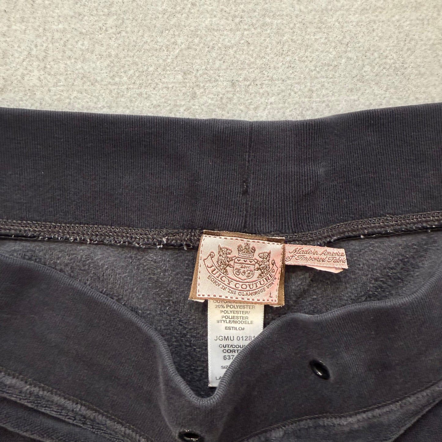 Vintage Juicy Couture Womens Charcoal Velour Flared Track Pant Drawstring Size L