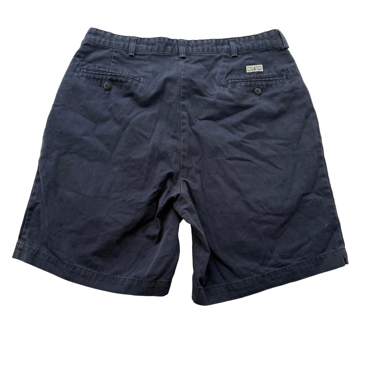 Polo by Ralph Lauren Men's Navy Blue Cotton Chino Shorts Pleated Front Size 34