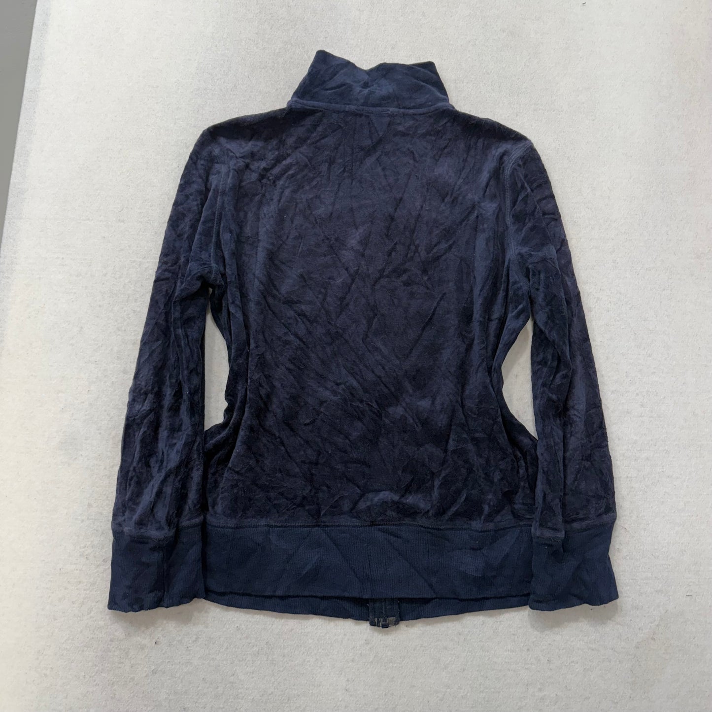 Vintage Juicy Couture Women's Navy Blue Velour Full Zip Track Jacket Y2K Size L