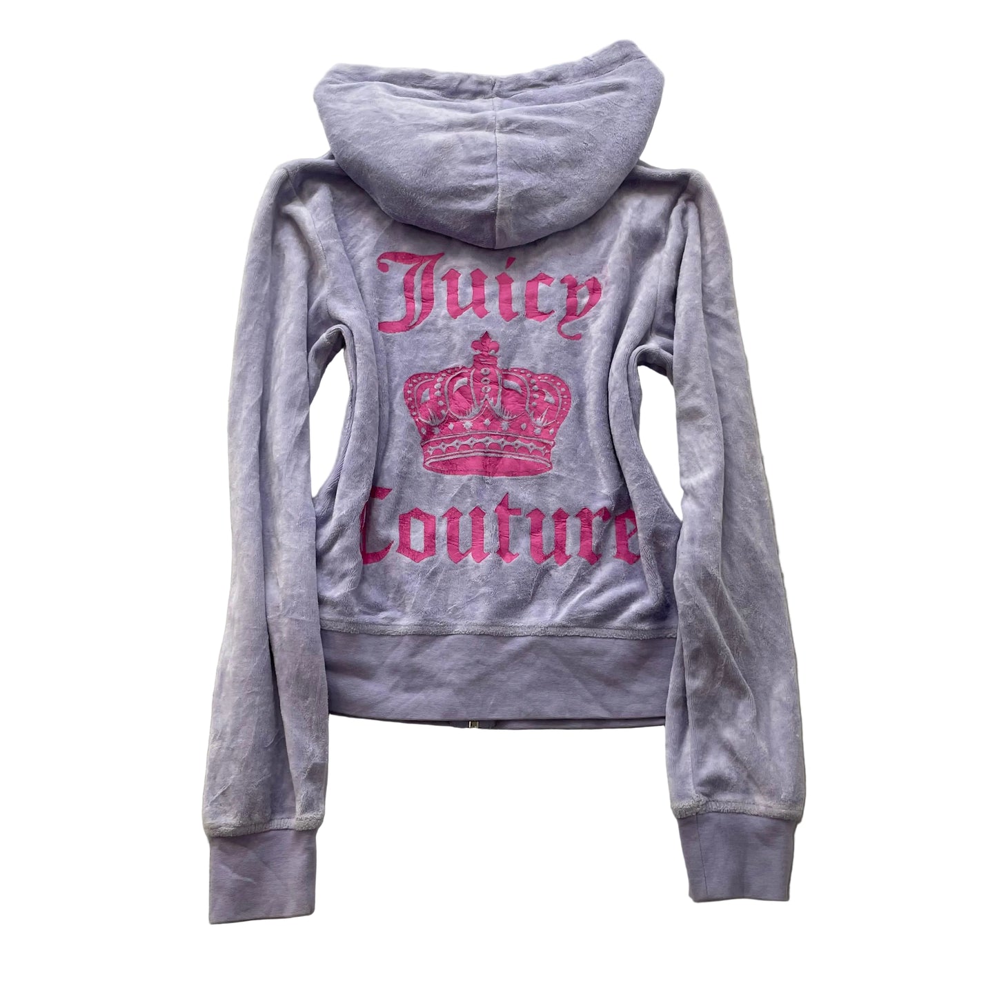 Vintage Juicy Couture Womens Lavender Velour Zip-Up Hoodie Crown Logo Y2k Size S