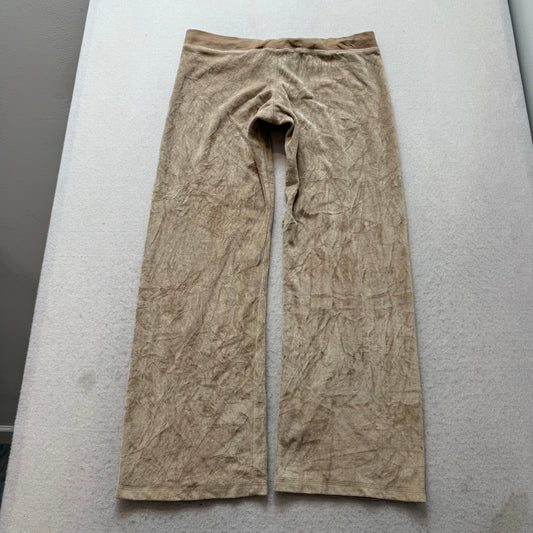 Juicy Couture Women's Khaki Velour Wide Leg Flare Track Pants Loungewear Size M
