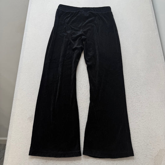 Juicy Couture Women's Black Velour Flared Wide Leg Track Pant Drawstring Size M