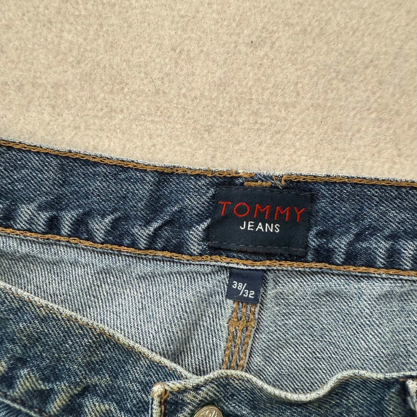 Tommy Hilfiger Men's Blue Baggy Carpenter Jeans Workwear Tool Pockets Waist 38