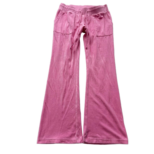 Vintage Juicy Couture Women's Pink Velour Flared Leg Track Pants Pockets Size L