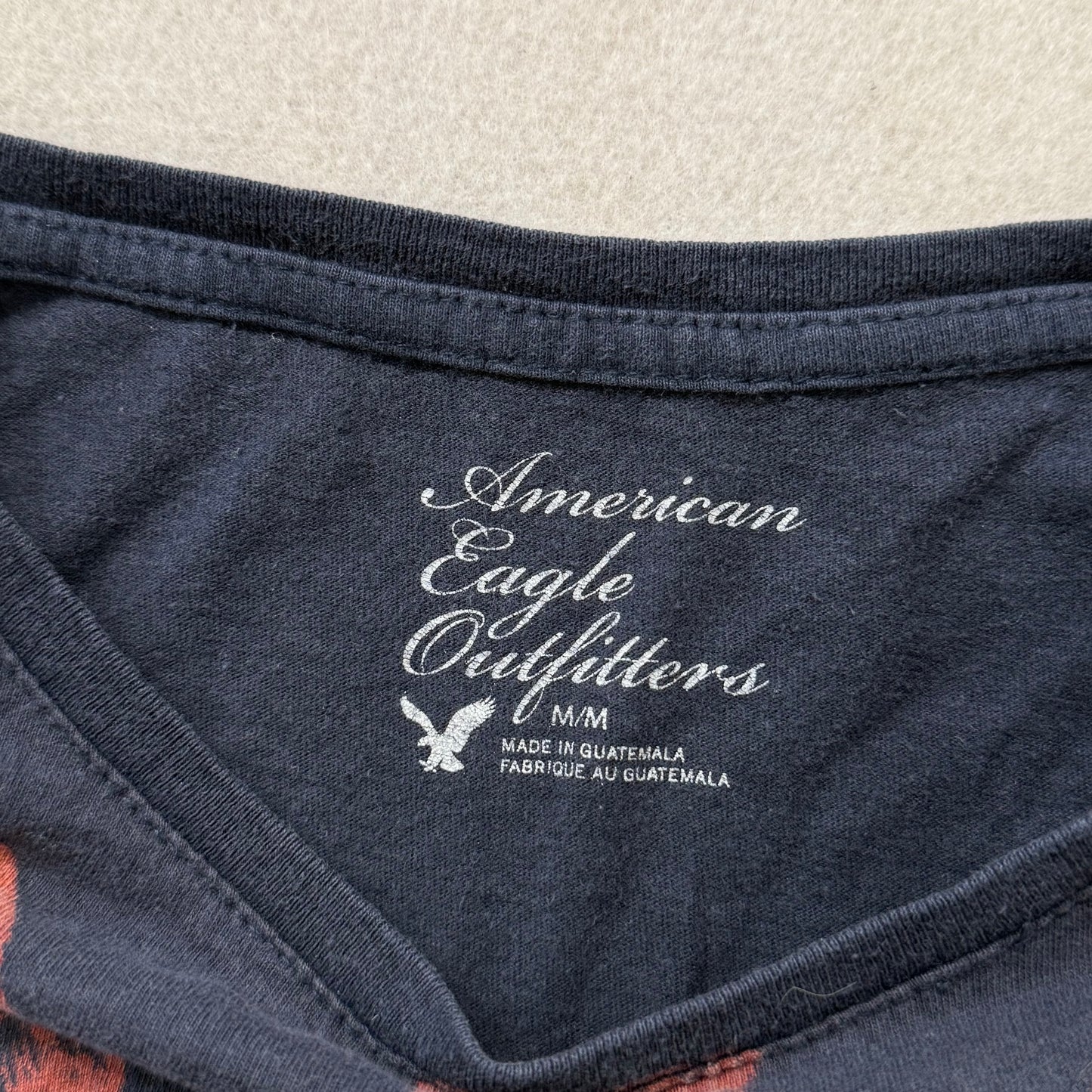 American Eagle Outfitters Women's Navy Cotton Athletic Fit T-Shirt Logo Size M