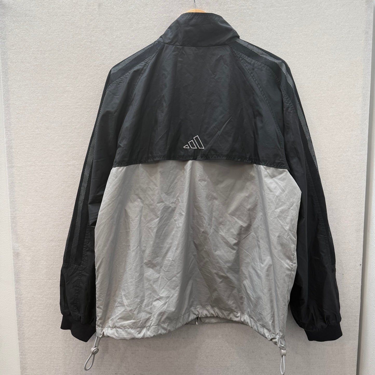 Adidas Men's Black White Full Zip Windbreaker Track Jacket Mesh Sleeves Size M
