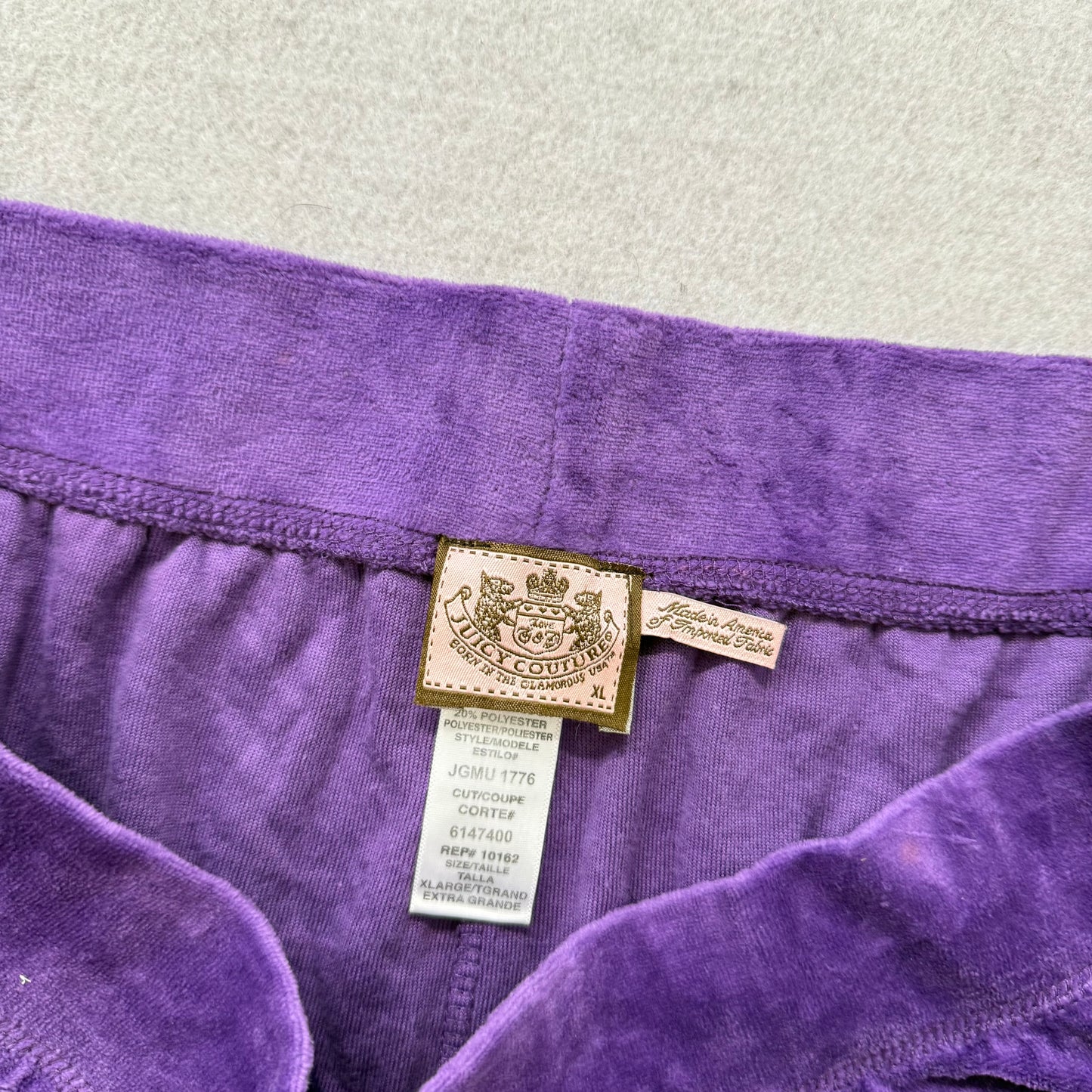 Juicy Couture Women's Purple Velour Flared Track Pant Loungewear Y2K Size XL