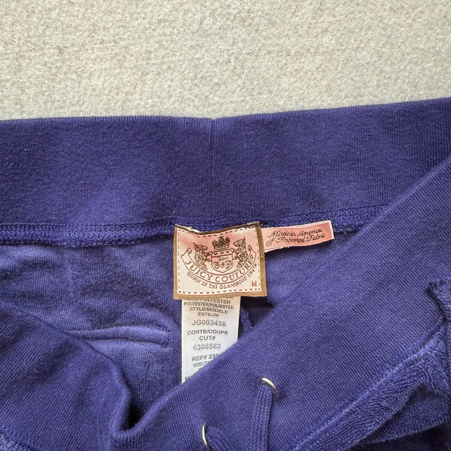 Juicy Couture Women Navy Terry Cloth Flared Track Pant Snap Button Pocket Size M