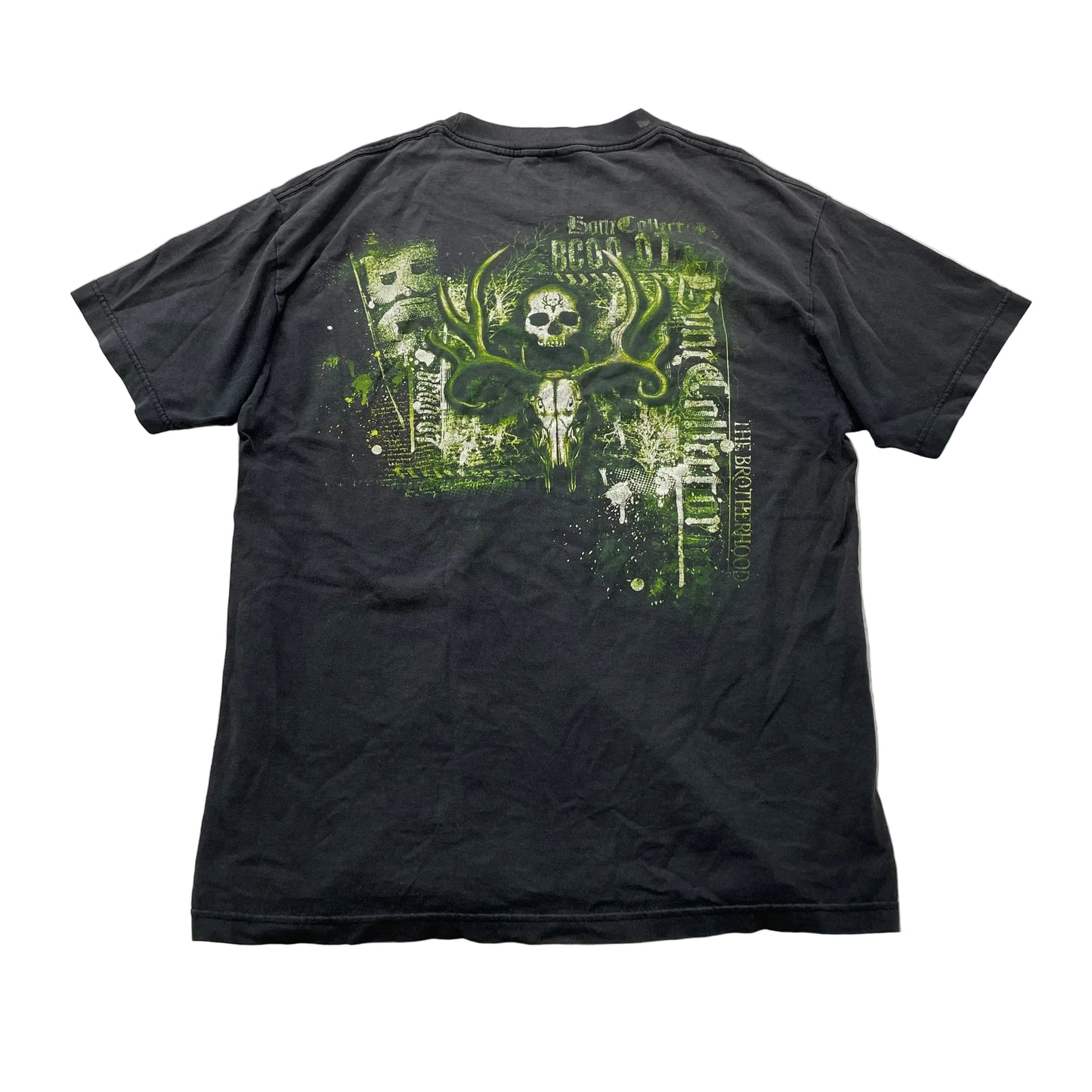 Alstyle Men's Black Cotton T-Shirt Short Sleeve Crewneck Deer Skull Graphic - L