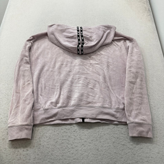 Victoria's Secret PINK Men's Baby Pink Velour Zip-Up Hoodie Drawstring Size L