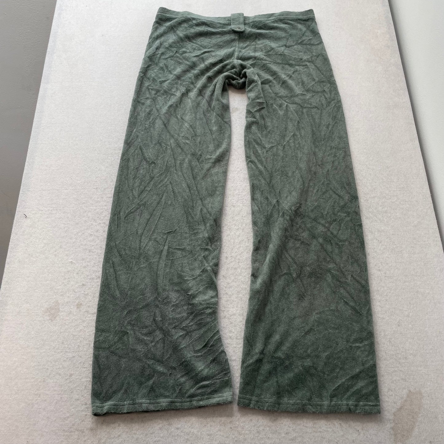 2003 Vintage Juicy Couture Women's Ebony Terry Cloth Track Pants Pockets Size L