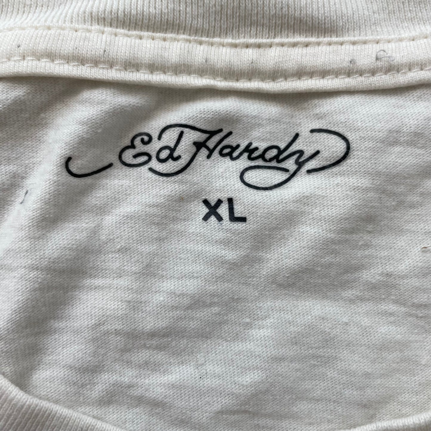 Ed Hardy Men's White Cotton T-Shirt Pullover Short Sleeve Graphic Logo Size XL
