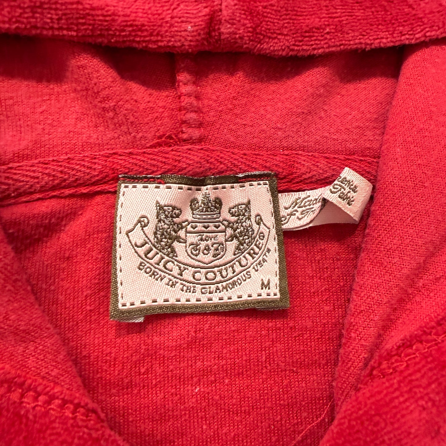 Juicy Couture Women's Red Velour Tracksuit Set Hoodie & Flared Pant Size M