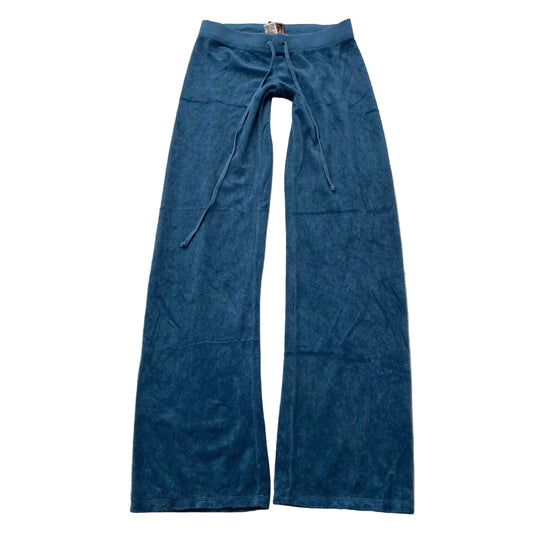 Juicy Couture Women's Teal Blue Terry Flared Leg Track Pants Drawstring Size P