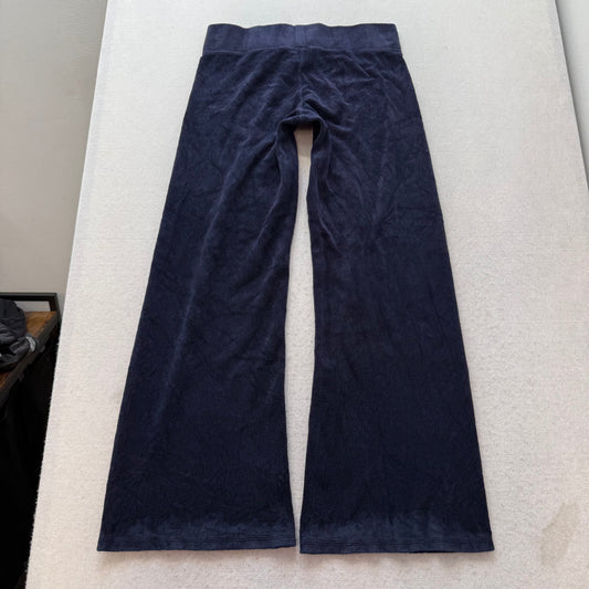 Vintage Juicy Couture Women's Navy Terry Cloth Wide Leg Flared Track Pant Size S