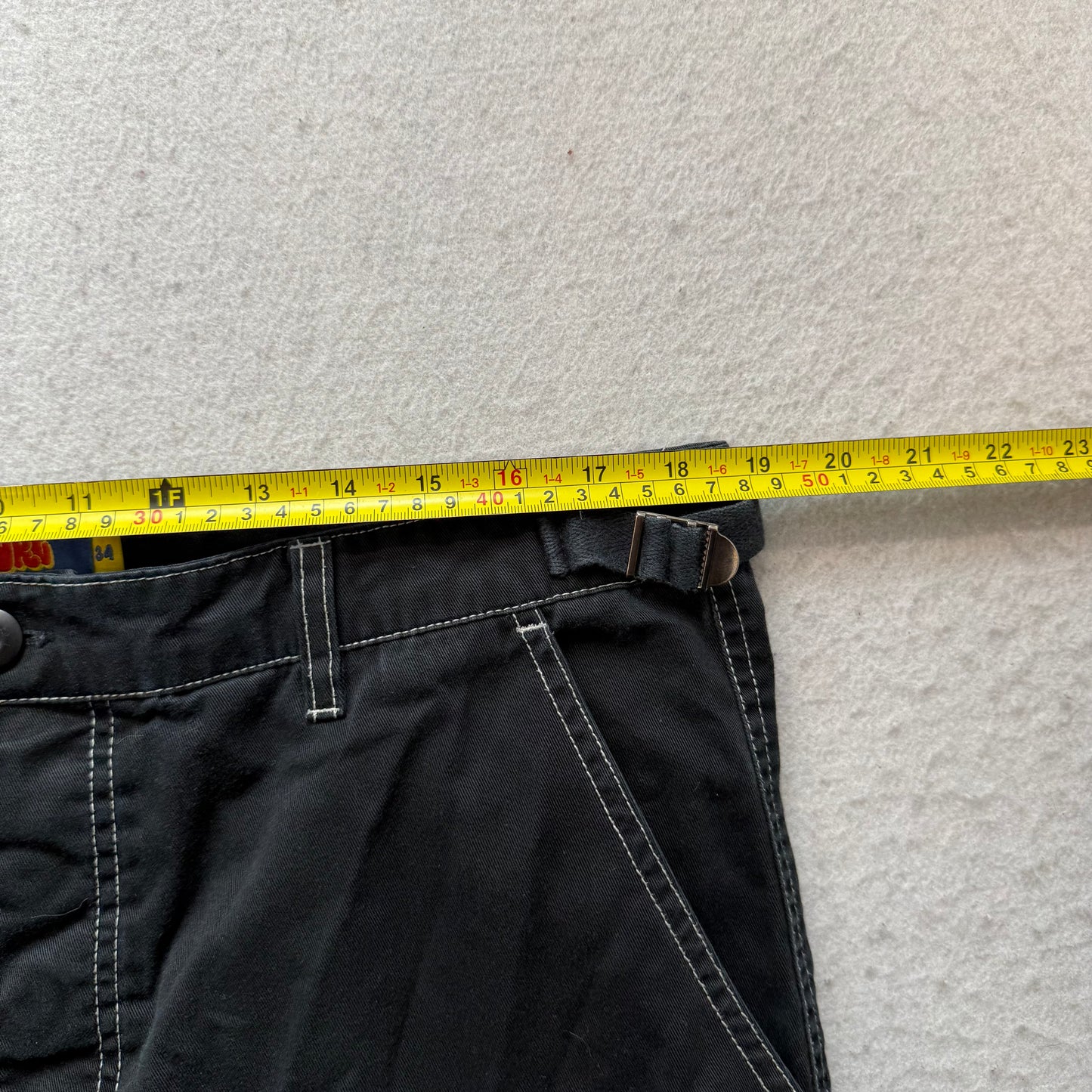 Empyre Men's Black Loose Fit Embroidered Cargo Skate Pants Streetwear Size 34