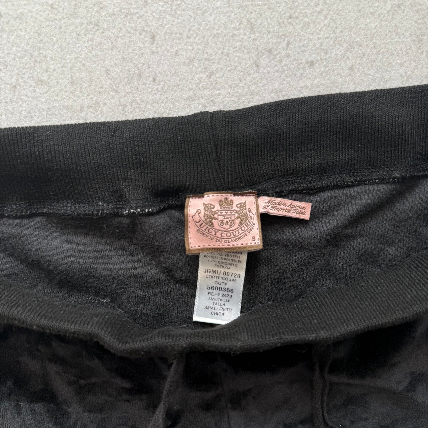 Vintage Juicy Couture Women's Black Velour Flared Track Pants Drawstring Size S