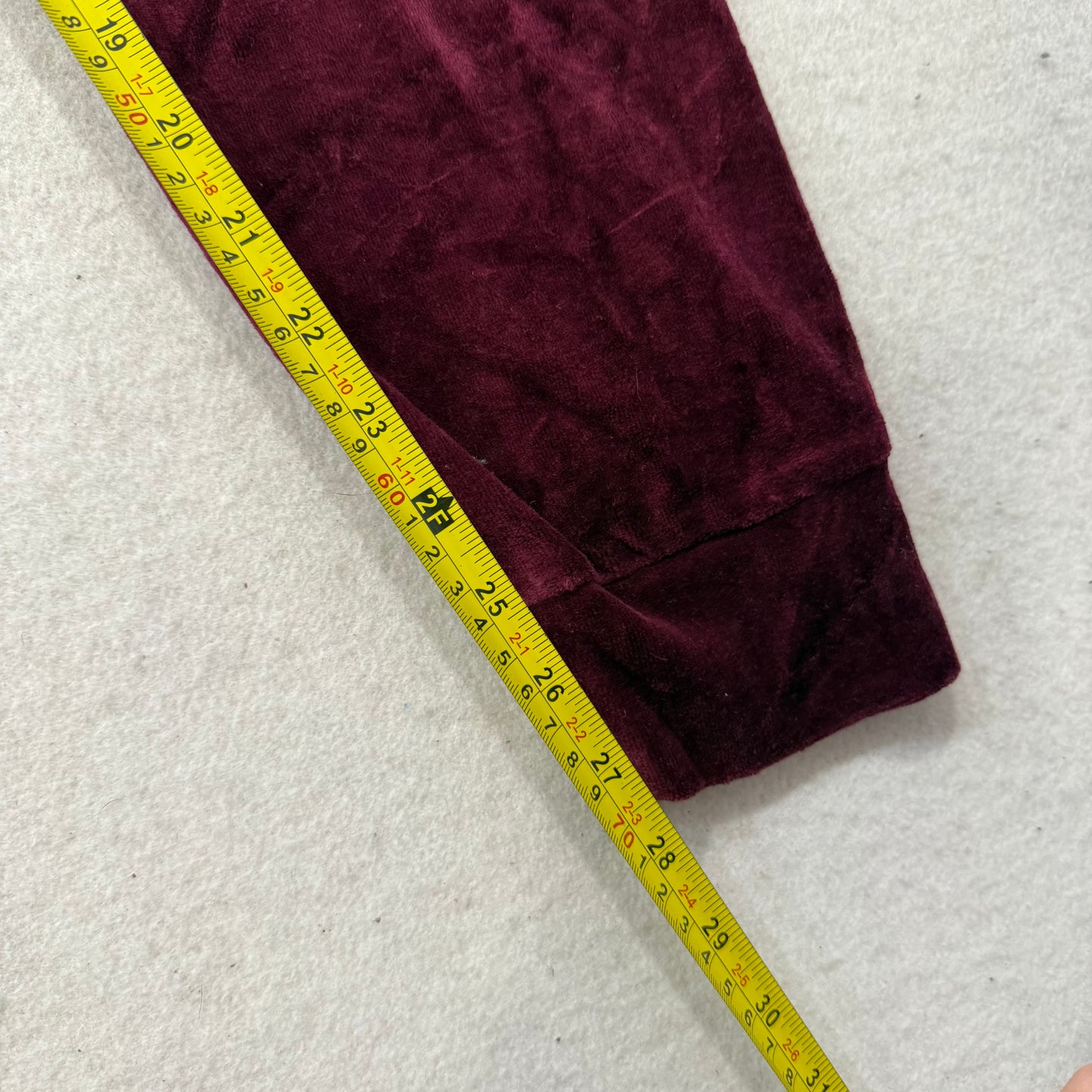 Juicy Couture Women's Wine Velour Jogger Pants Drawstring Logo Low Rise Size XS