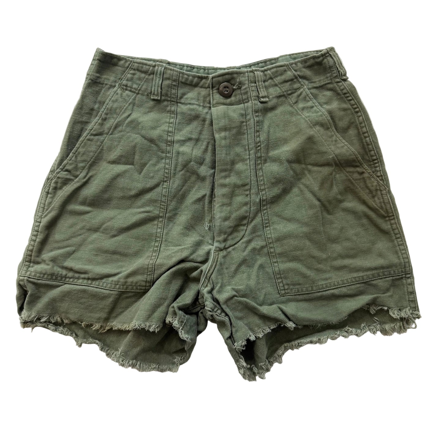 Vintage OG-107 Men Olive Green Type 1 Military Field Cut Off Shorts Army Size 28
