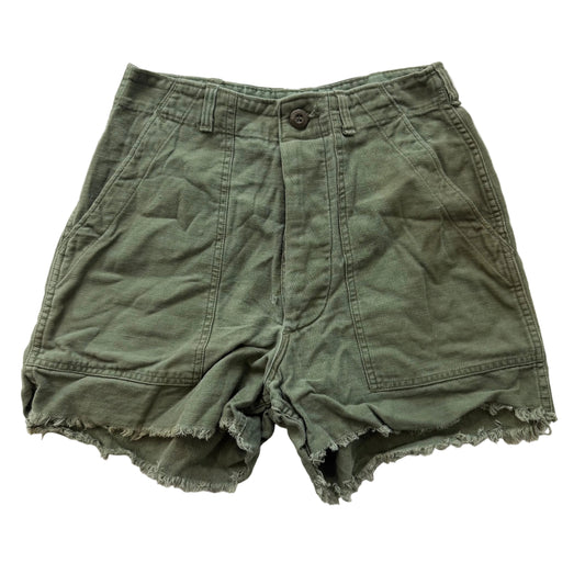 Vintage OG-107 Men Olive Green Type 1 Military Field Cut Off Shorts Army Size 28