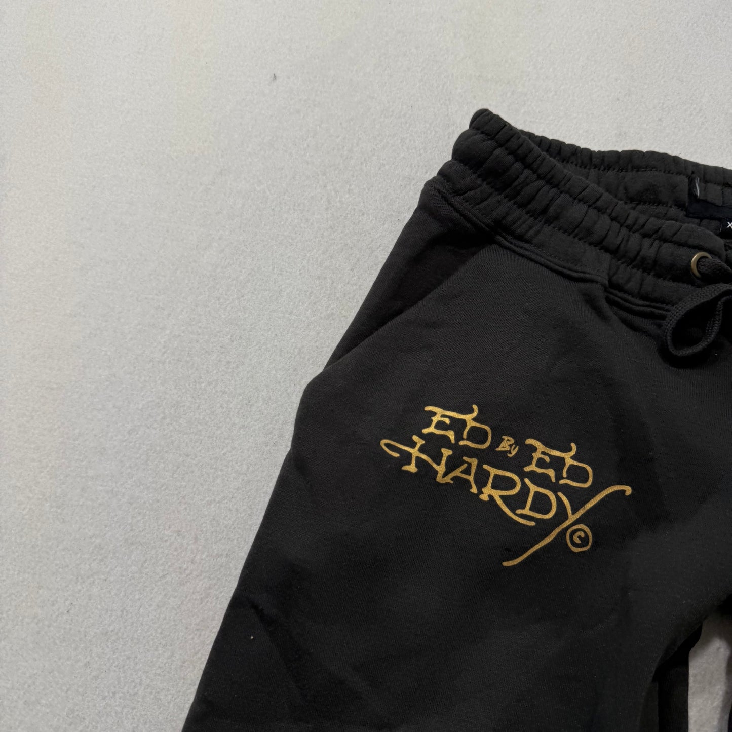 Ed Hardy Women's Charcoal Cotton Wide Leg Sweatpants Born Free Graphic Size XS