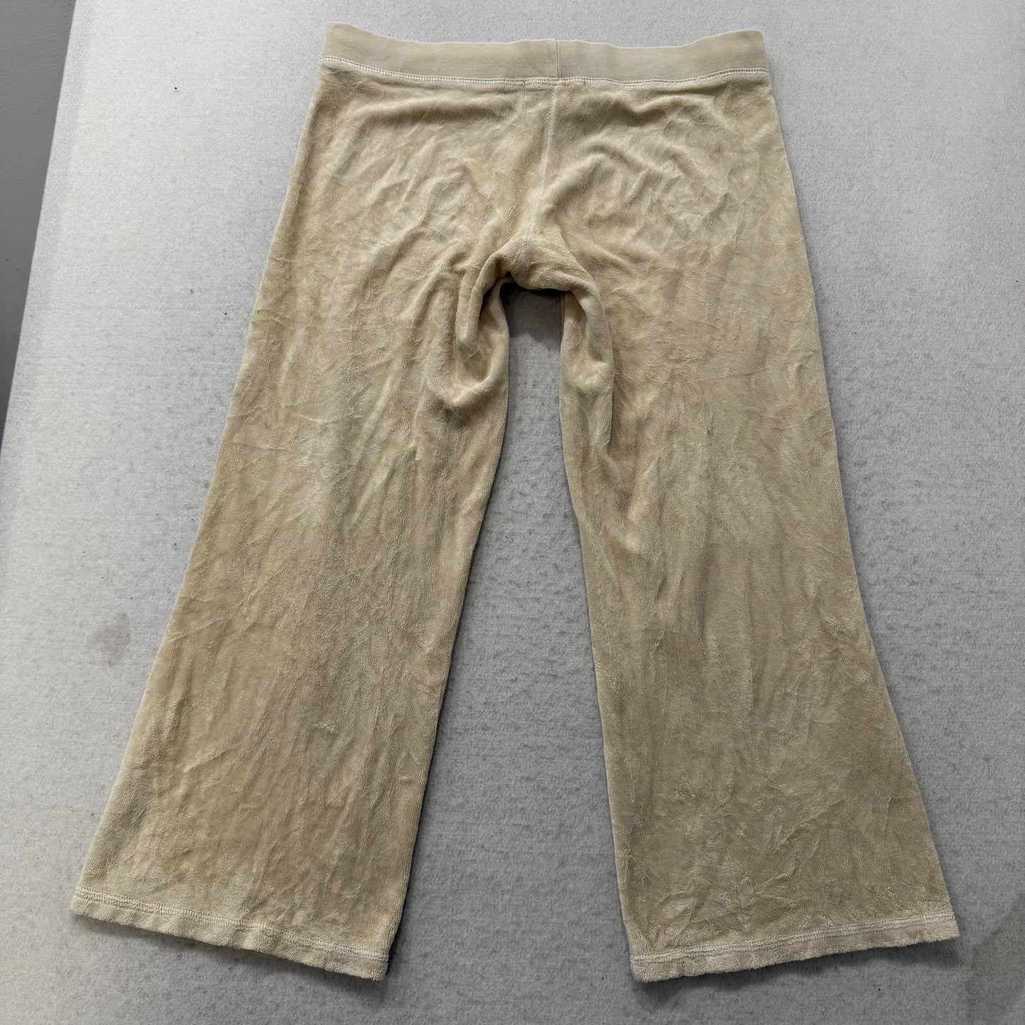 2003 Vintage Juicy Couture Women's Beige Terry Cloth Wide Leg Capris Pant Size P