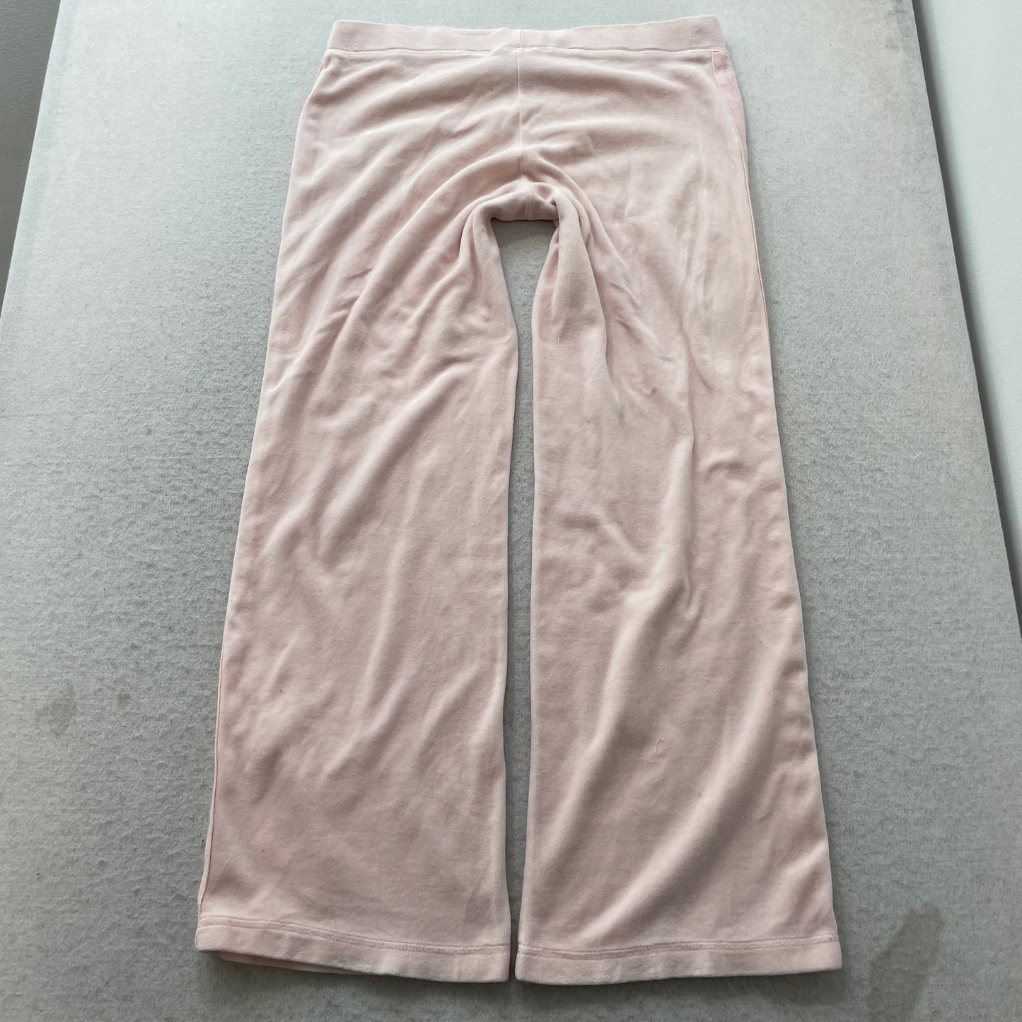 Juicy Couture Women's Light Pink Velour Flared Track Pants Drawstring Y2K Size M