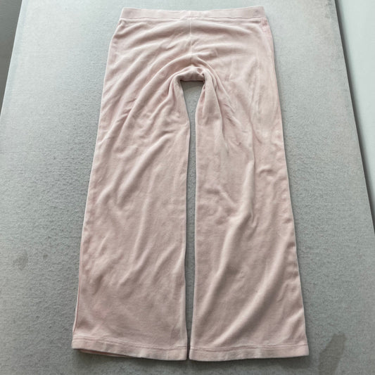 Juicy Couture Women's Light Pink Velour Flared Track Pants Drawstring Y2K Size M
