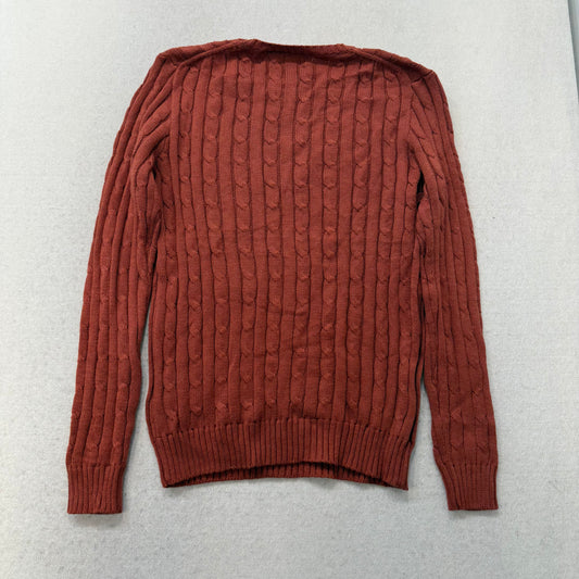 Polo Ralph Lauren Men's Terracotta Cable-Knit Sweater Ribbed Hem Logo Size S NWT