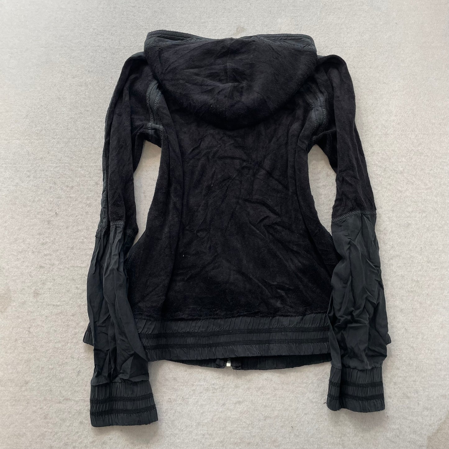 Juicy Couture Women's Black Terry Cloth Zip-Up Windbreaker Style Hoodie Size XL