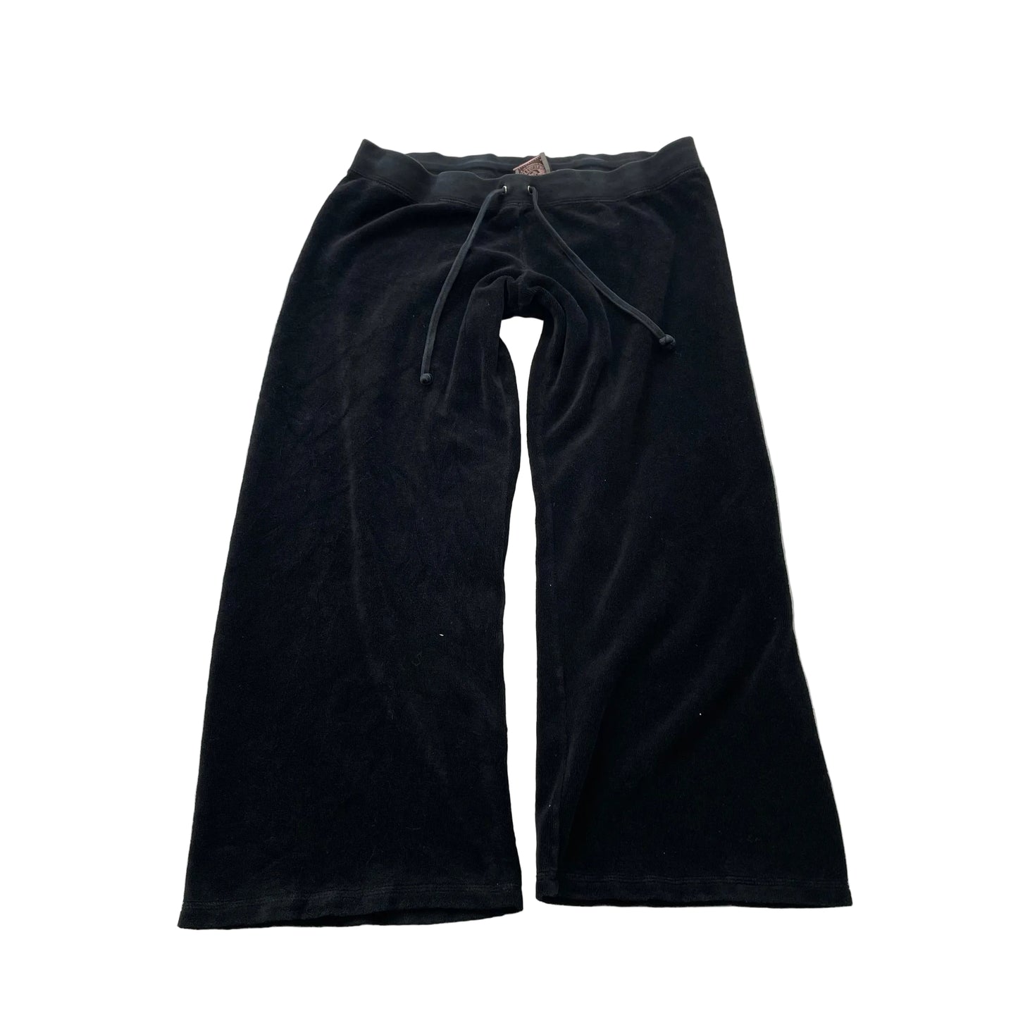 Juicy Couture Women's Black Terry Cloth Wide Leg Track Pants Drawstring Size M