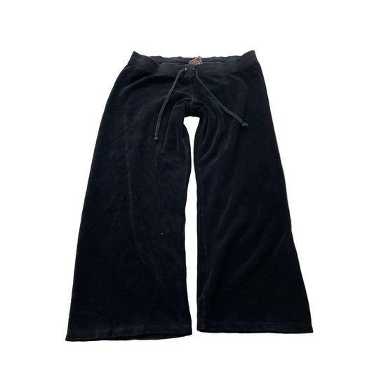 Juicy Couture Women's Black Terry Cloth Wide Leg Track Pants Drawstring Size M