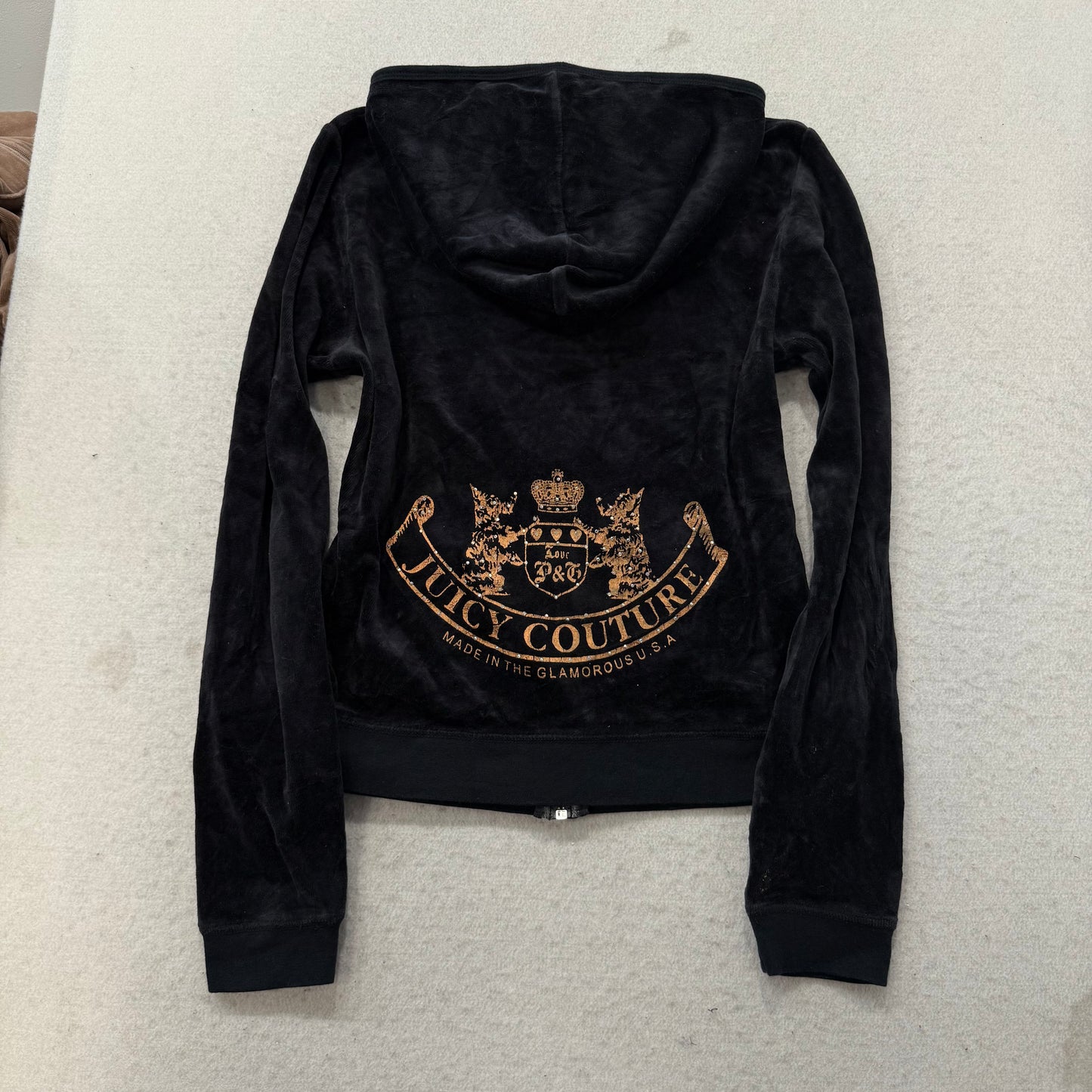 Vintage Juicy Couture Scottie Dog Women's Black Velour Tracksuit Set Y2k Size L