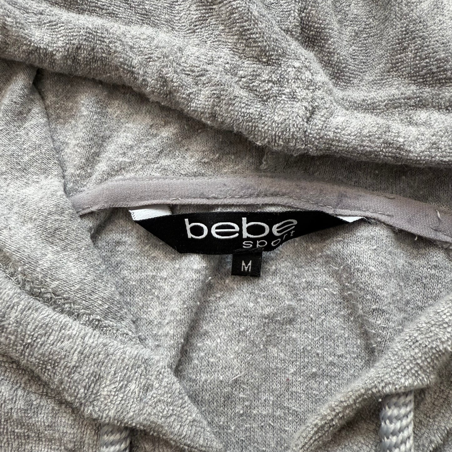 Bebe Sport Women's Gray Terry Cloth Full Zip Hoodie Casual Wear Pockets Size M