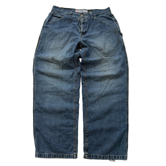 Anchor Blue Brand Men's Blue Wide Leg Carpenter Denim Jeans Workwear Size W34