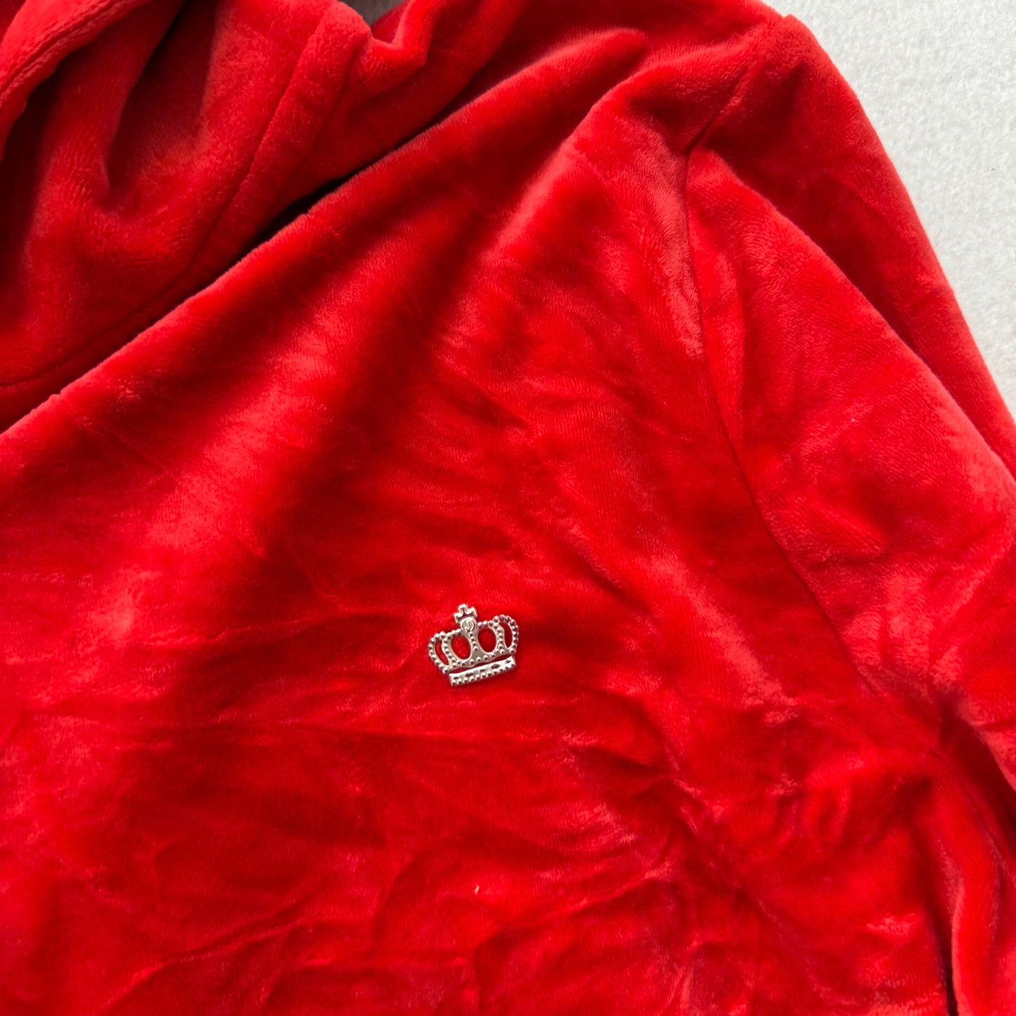 Juicy Couture Women's Scarlet Velour Zip Up Hoodie Crown Logo Preppy Size 2XL