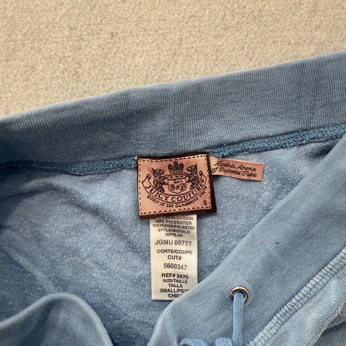 Vintage Juicy Couture Women's Baby Blue Velour Flared Track Pant Logo Y2K Size S