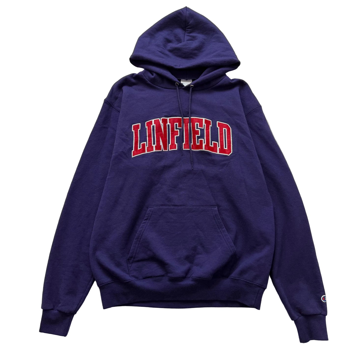 Champions Mens Indigo Cotton Pullover Hoodie Kangaroo Pocket Graphic Logo Size M