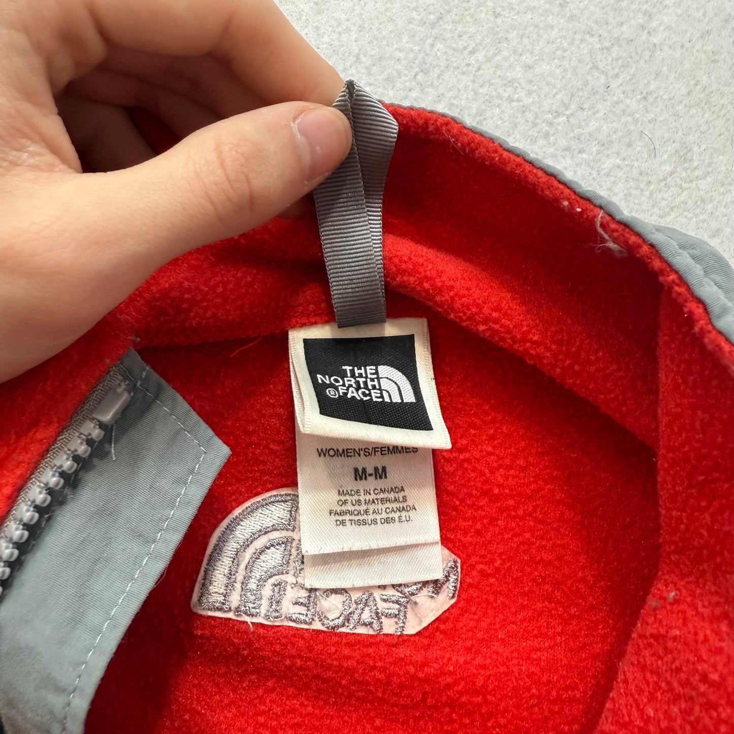 The North Face Unisex Red Gray Full Zip Fleece Jacket Pockets Streetwear Size M